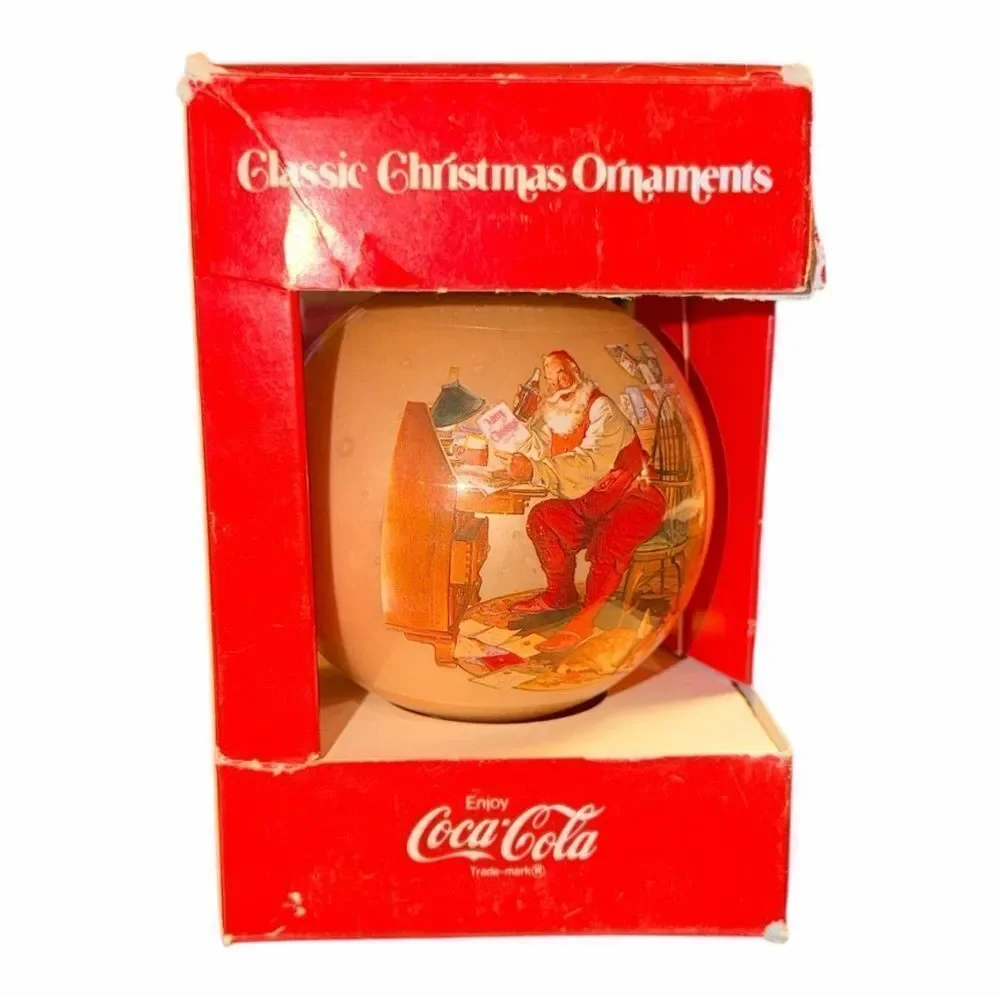 Coca-Cola Santa Claus Glass Ball Ornament Corning Glass Works Vintage 1966 w Box